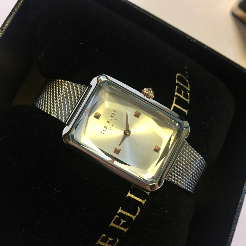 NEW! Ted Baker Rectangle Face Mesh Band Watch